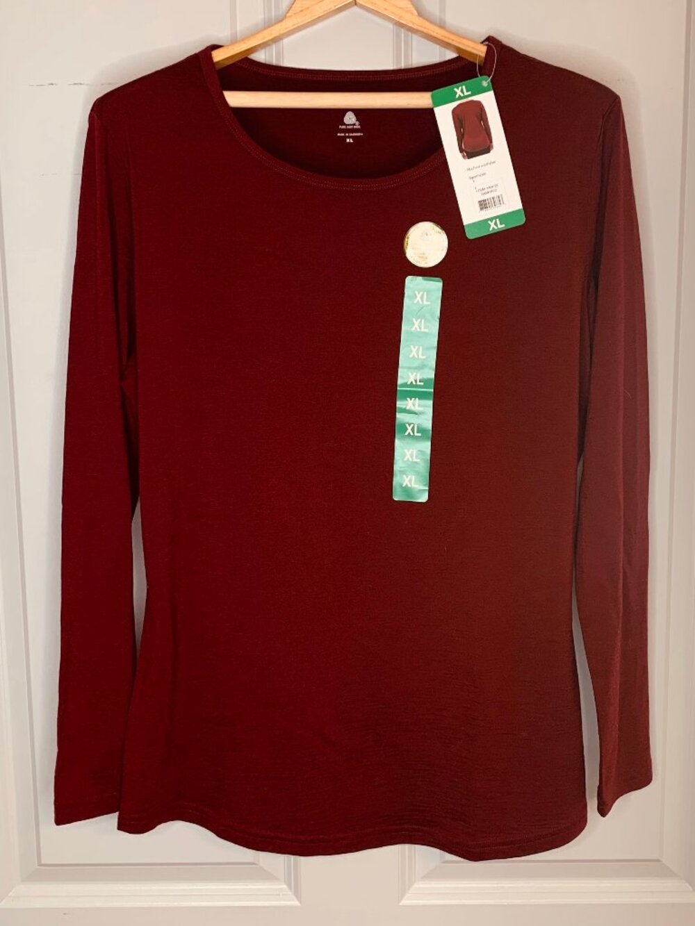 Segments Long Sleeve Light Crewneck 100% Merino Wool Top, Size XL, NWT